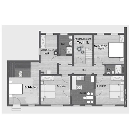 4 Bedrooms, 2 Bathrooms, Kitchen, Terrace - 10 Min To Fairground Apartment Dusseldorf
